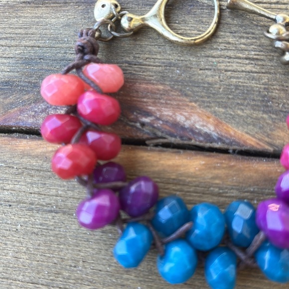 Fossil Chunky Faceted Beaded Ombré Rainbow Bracelet! EUC - Picture 5 of 11